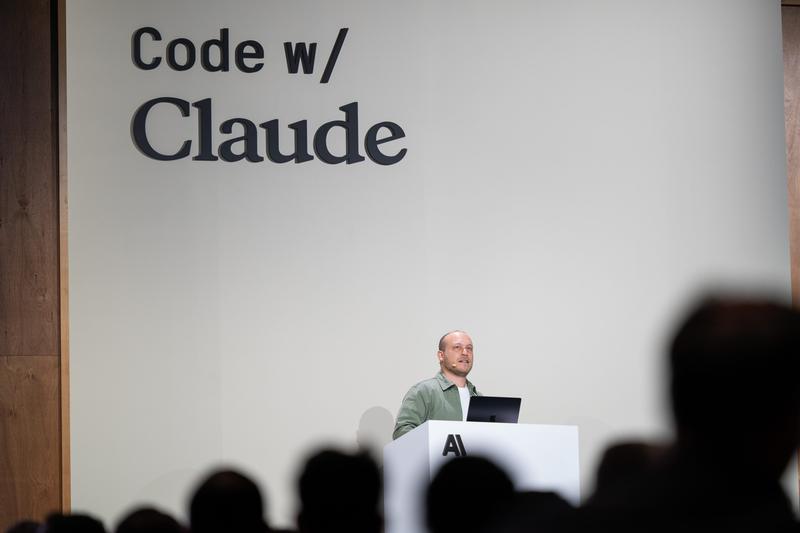 Boris Cherny talks at San Francisco's Code with Claude developer conference.