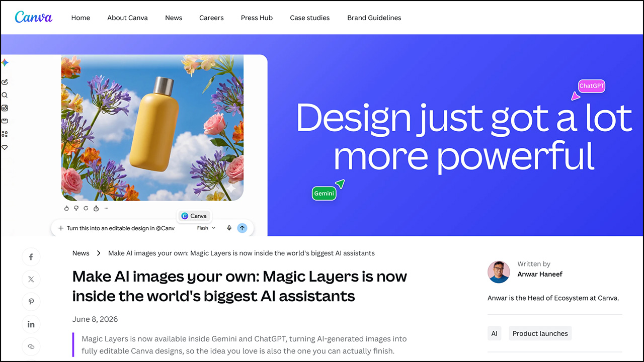 Canva、ChatGPT・Gemini生成画像の編集に対応 - Web Designing