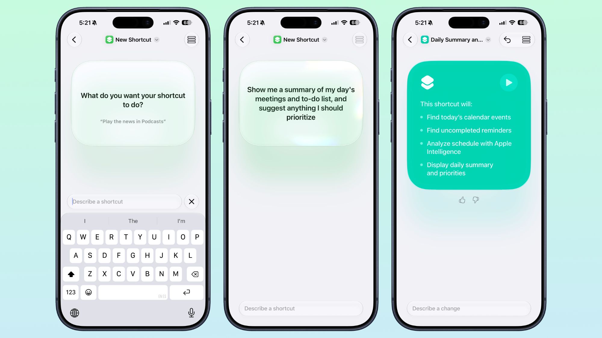 iOS 27のショートカットの説明インターフェース