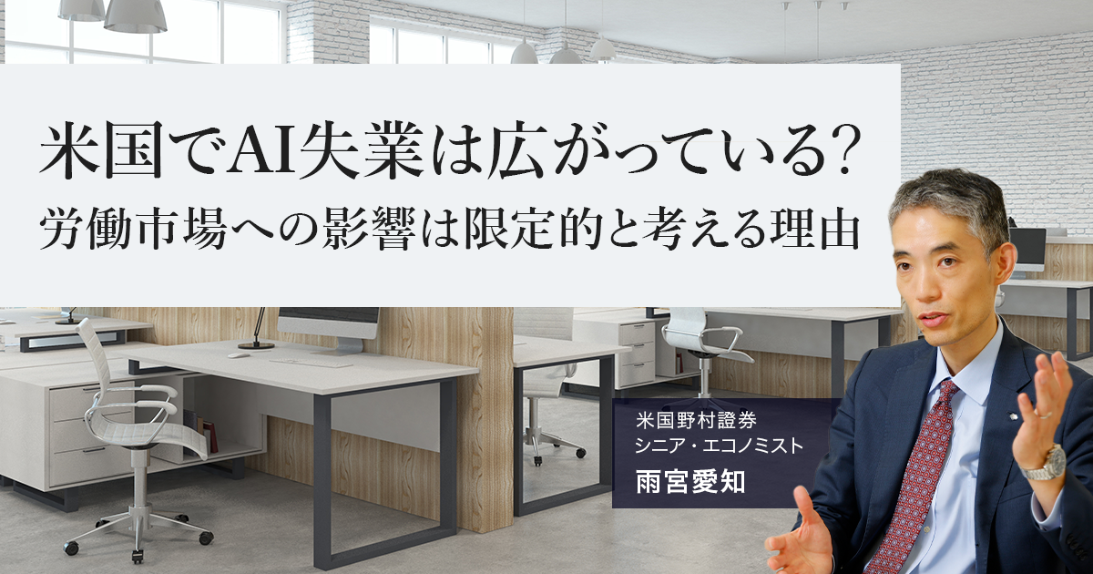 米国でAI失業は広がっている？　労働市場への影響は限定的と考える理由　米国野村證券・雨宮愛知 | NOMURA ウェルスタイル – 野村の投資＆マネーライフ