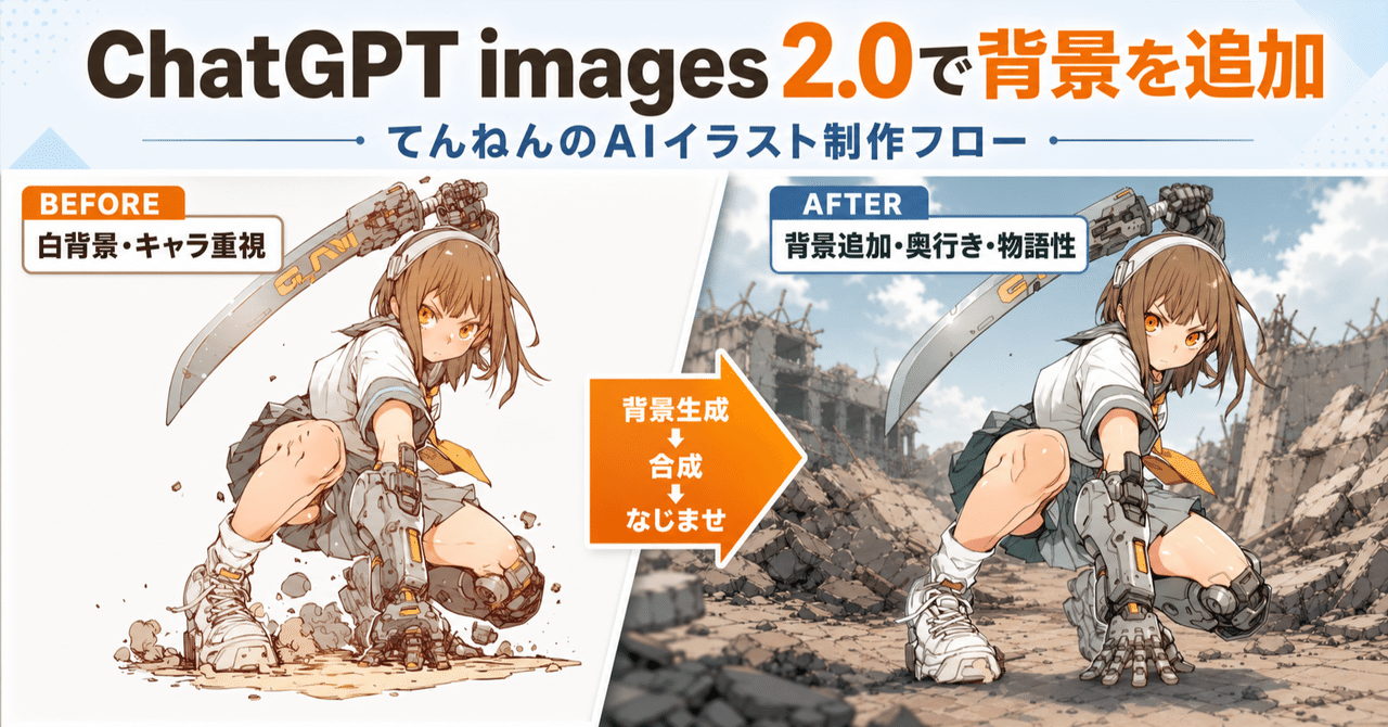 今更ですがChatGPT images 2.0で背景を生成して合成してみました。｜てんねん｜AIイラストクリエイター