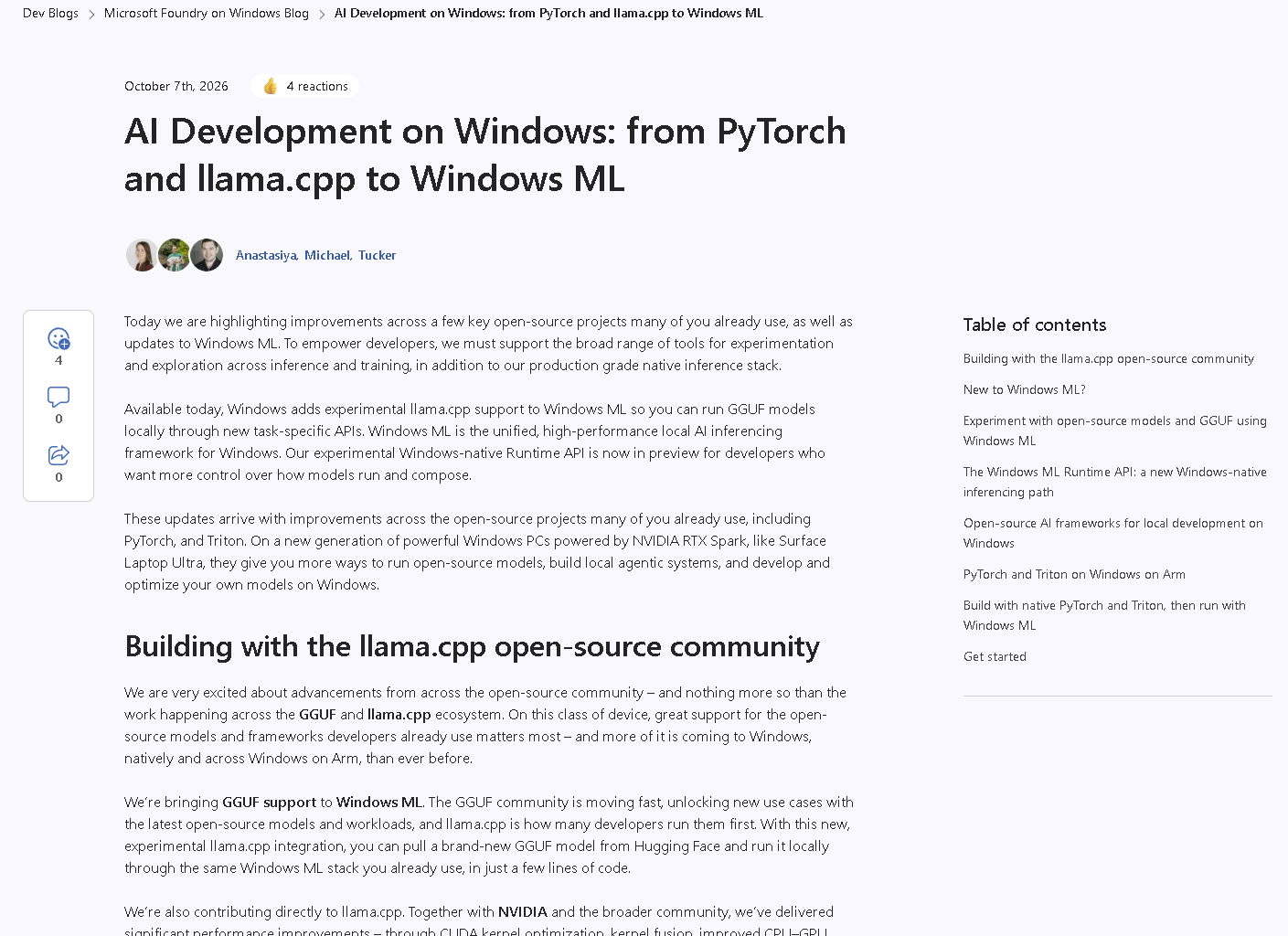 NVIDIA RTX Sparkの登場に合わせてWindows MLがllama.cppに対応！ GGUFモデルが使いやすくなる？ - 使ってわかるAI PC